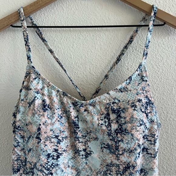 Kona Sol Watercolor Abstract Animal Print Earthy One Piece Strappy Swimsuit L - Picture 4 of 11